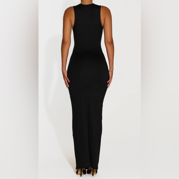 Naked Wardrobe Black Body Con Sculpting Shaping Double Lined Maxi Dress Small - Picture 9 of 10